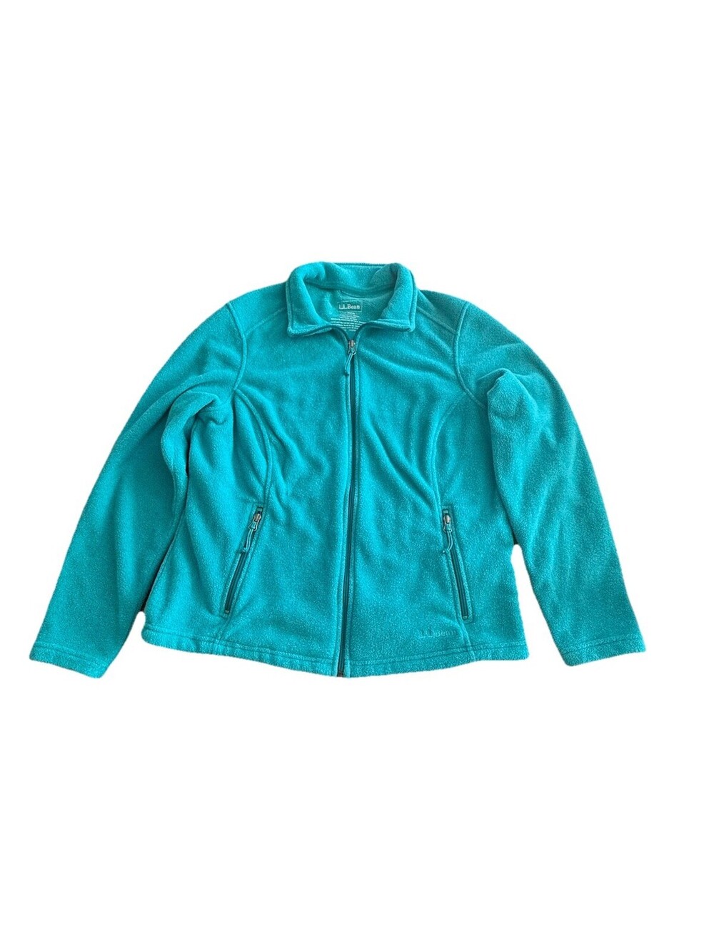 LL Bean Fleece Jacket Women M Lightweight Fitted Full Zip Long Sleeve Teal Blue